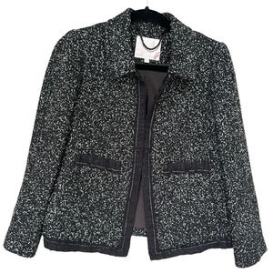 Rebecca Taylor | Black & Gray Wool Tweed Boucle Lady Jacket Blazer, Size 10